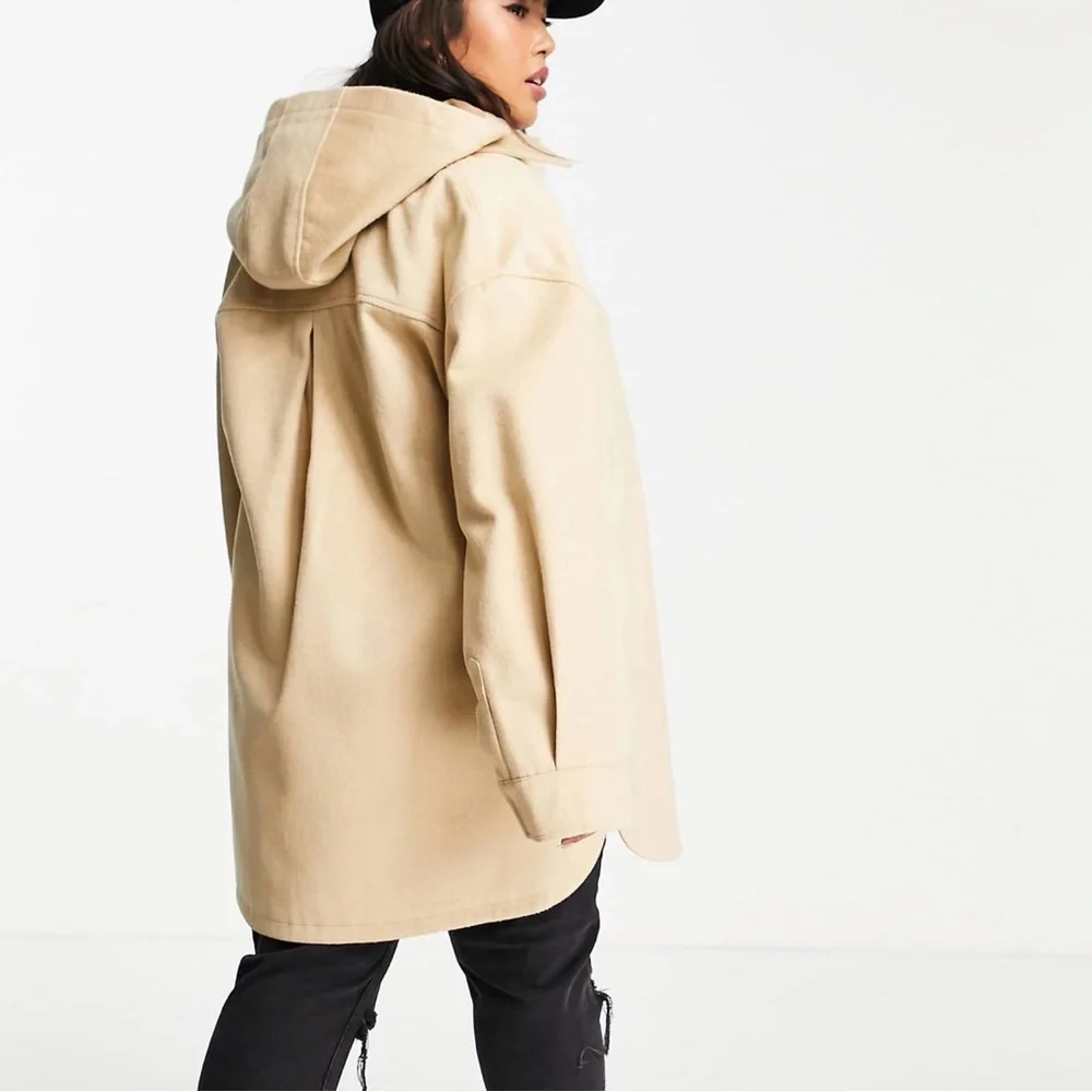 ASOS Design Curve Beige Oversized Hooded Shacket‎ Jacket - Women's Neutral Coat